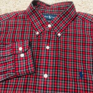 Polo Ralph Lauren Shirt Men's Medium Classic Fit Plaid Red